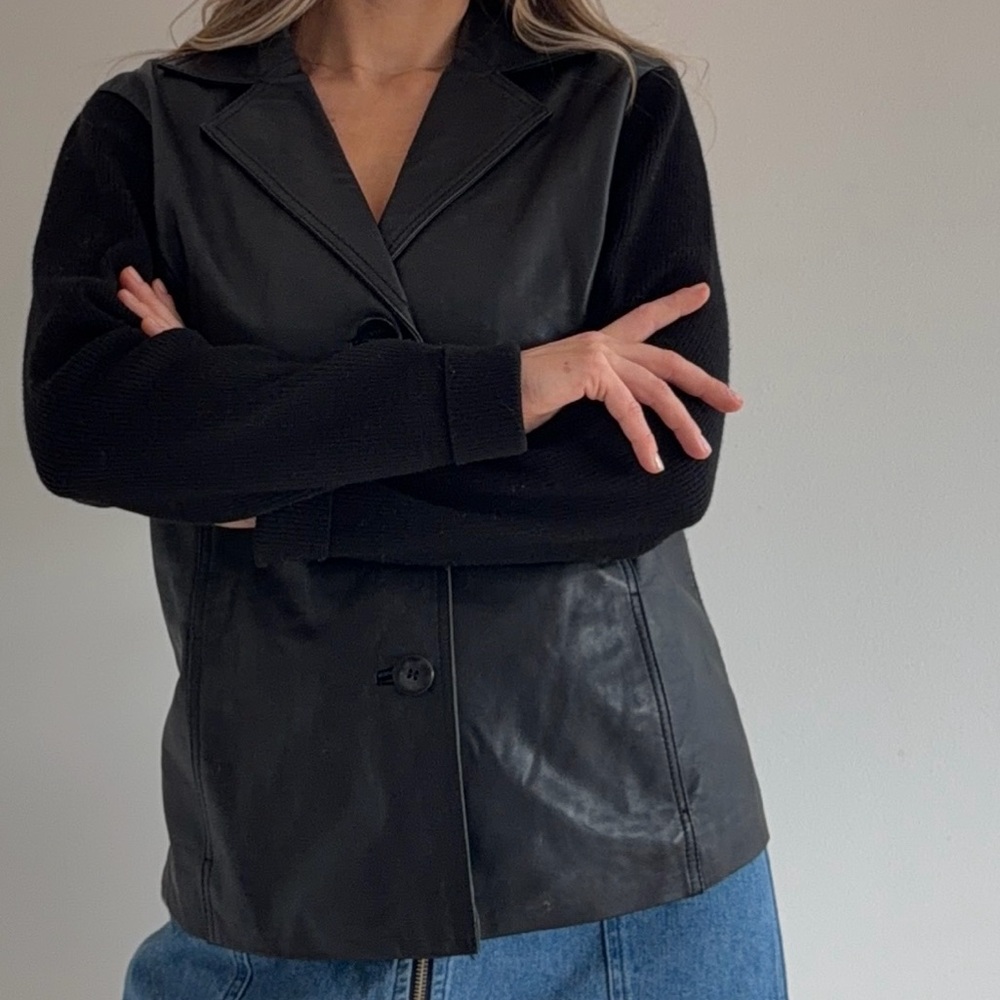 Vintage Style & Co Leather & Knit Mixed Media Blazer / 90s Grunge Aesthetic